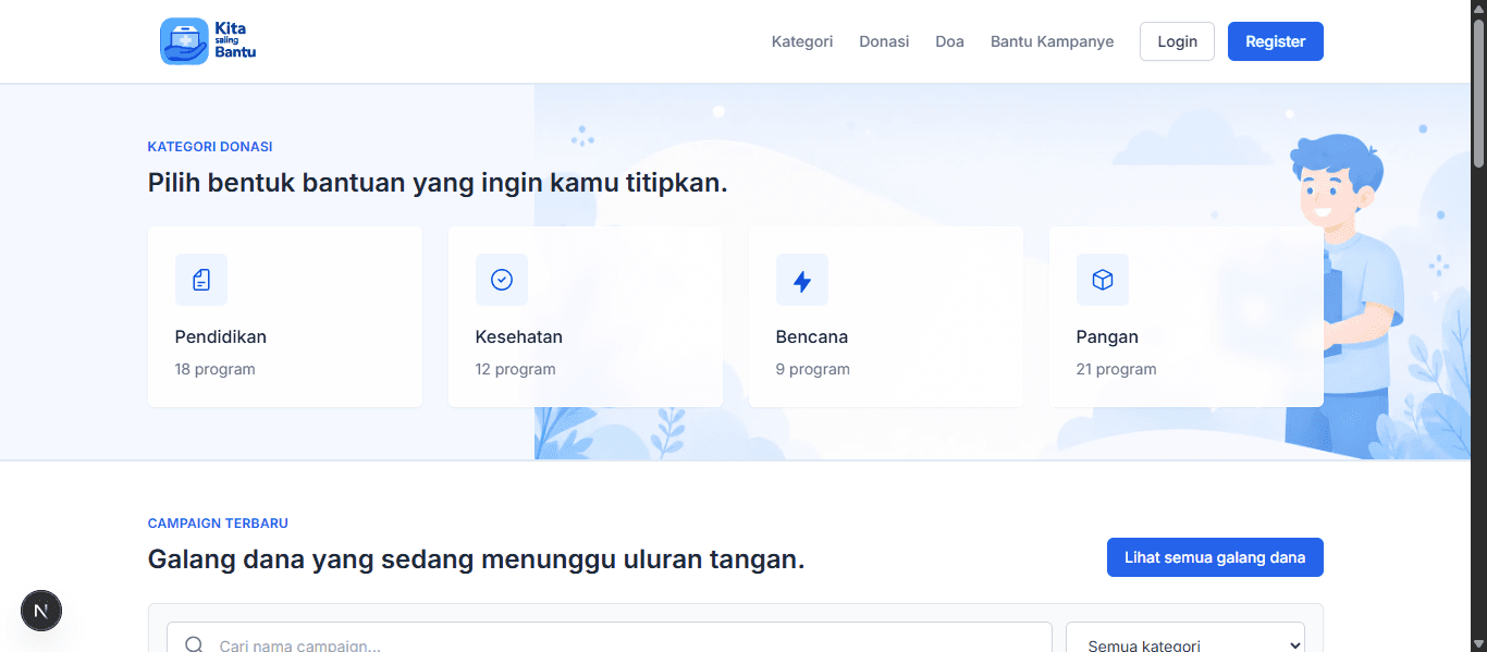 Screenshot aplikasi Kita Saling Bantu